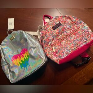 Betsey Johnson retired backpacks silver holographic and sprinkle